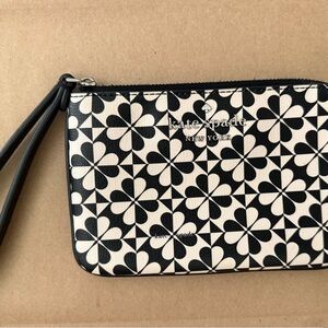 Kate Spade Black and Cream Floral Wristlet